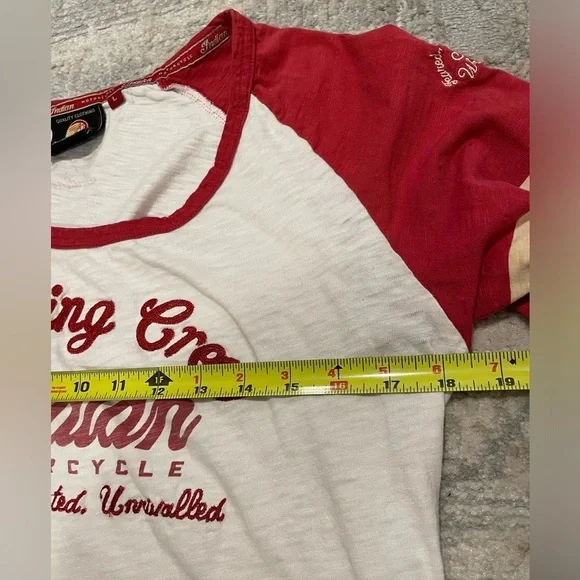 Genuine Indian Motorcycle Wrecking Crew Red/White Long Sleeve Size L Embroidered - Picture 10 of 12